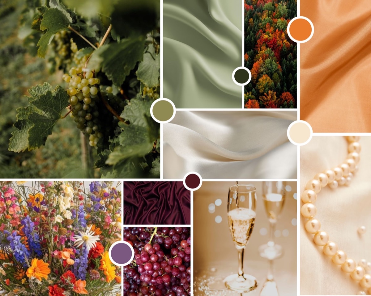 Farbwelt der Hochzeit – Salbeigrün, Oliv, Creme, Terrakotta, Burgunder und Pflaume